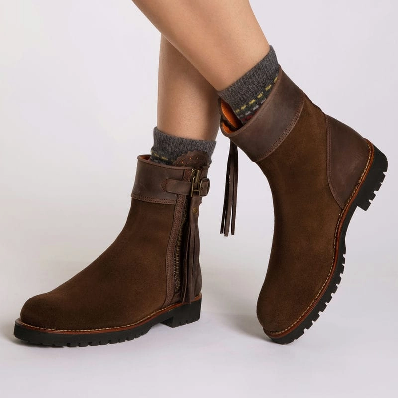 Big Clearance Event Penelope Chilvers Inclement Cropped Tassel Ladies Leather Boot - Dark Oak