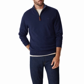 R.M.Williams Ernest Merino Knit 1/4 Zip Mens Sweater - Navy Flash Deal Alert Hot Pick Online