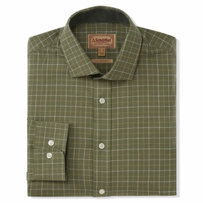 Schoffel Newton Tailored Sporting Fit Mens Cotton Wool Shirt - Lovat Check Hot Offer Frenzy Grab Your Deal Today