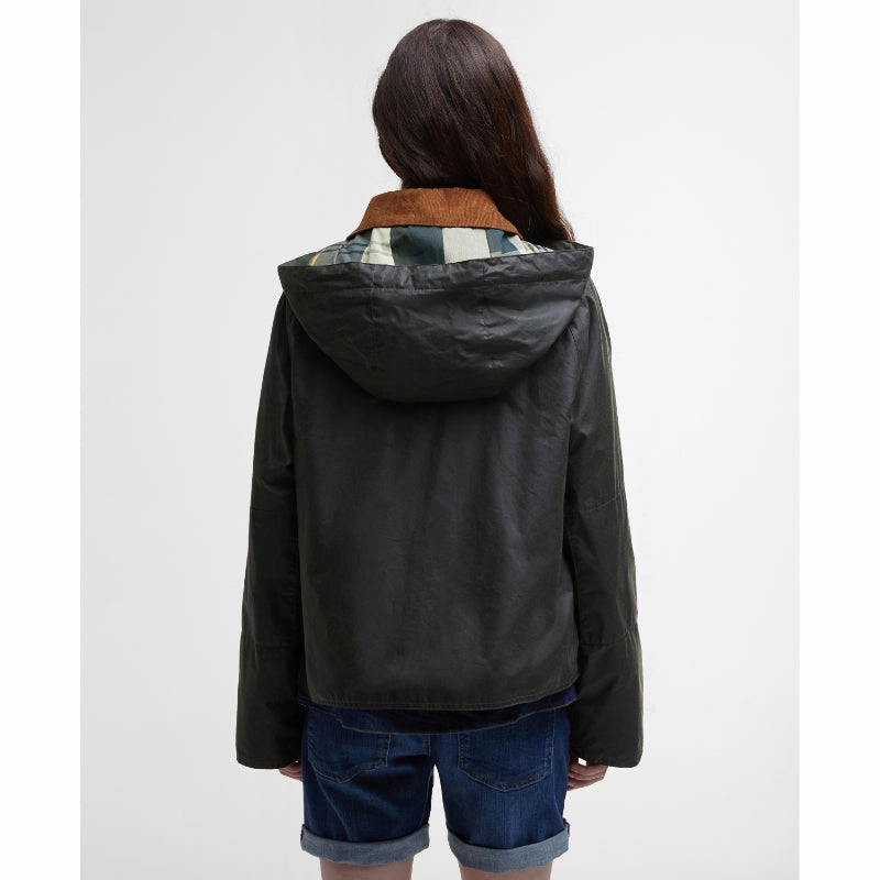 Barbour Erma Ladies Wax Jacket - Archive Olive/Ancient Tartan Gift Sale Event Trending Today Steal