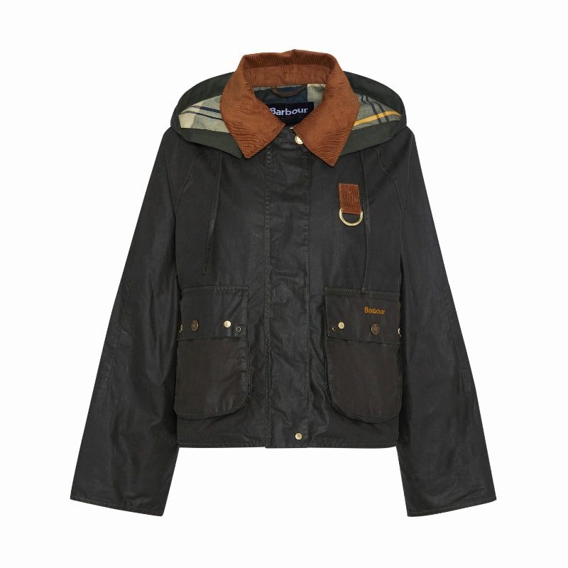 Shop Todays Picks Barbour Erma Ladies Wax Jacket - Archive Olive/Ancient Tartan