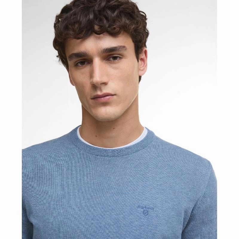 Barbour Pima Cotton Mens Crew Neck Jumper - Bluestone MustHave Items Clearance Event Today
