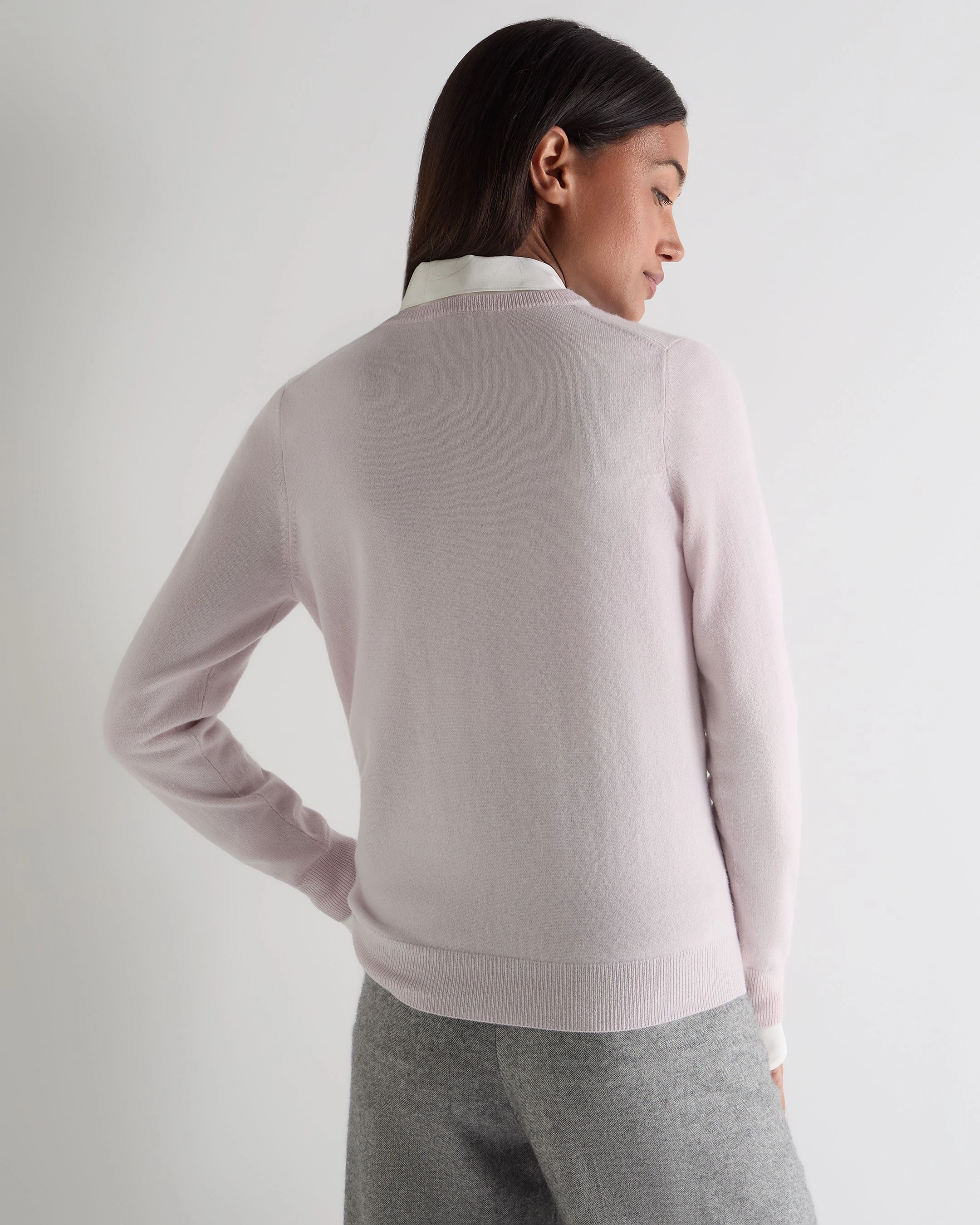 Clearance Blowout MustHave Steals Women'S Olivia Round Neck Cashmere Cardigan Chalk Pink