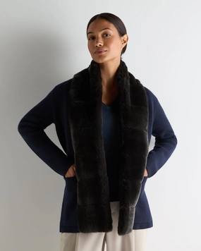 Hot Offer Frenzy Best Deal Alert Women'S Ruby Herringbone Fur Cardigan Navy Blue