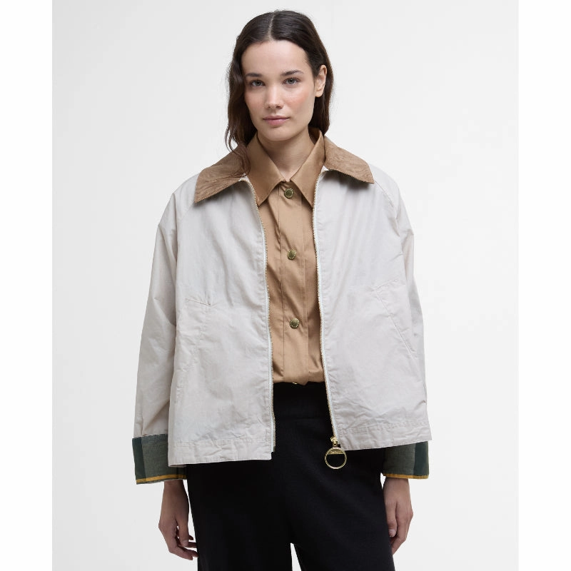 Barbour Catlin Ladies Showerproof Jacket - Oatmeal/Ancient Tartan Special Price Today Special Steal Event
