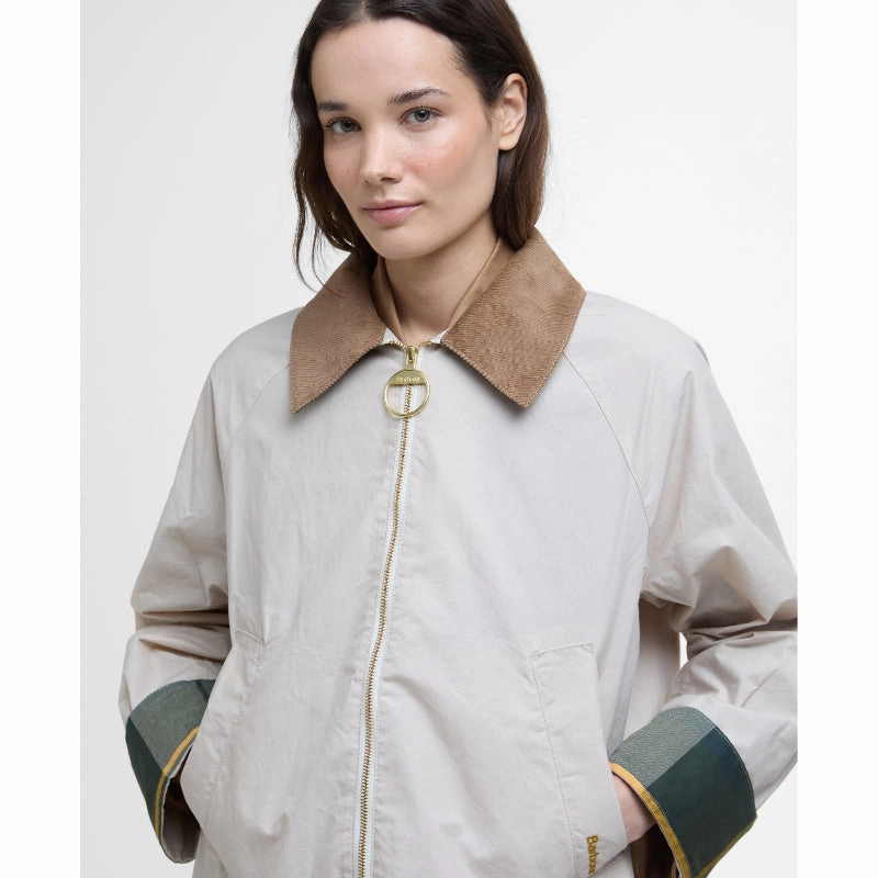 Barbour Catlin Ladies Showerproof Jacket - Oatmeal/Ancient Tartan Trending Savings Now