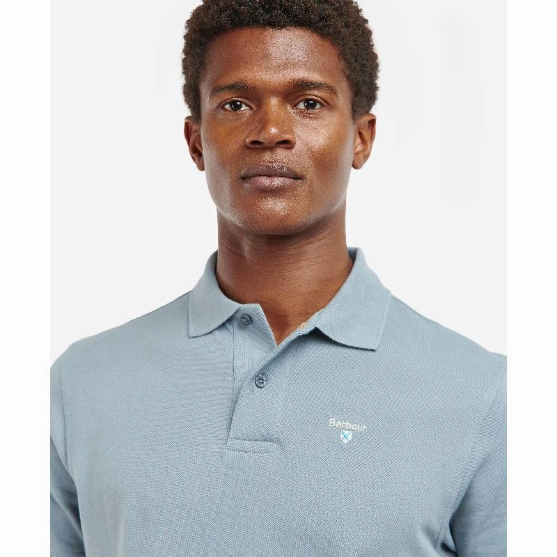 Barbour Original Sports Tailored Fit Mens Polo Shirt - Washed Blue Grab Your Deal Today