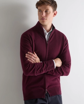 Men'S Knightsbridge Full Zip Cashmere Jumper Bordeaux Red Hot Offer Inside Today Only Hot Pick