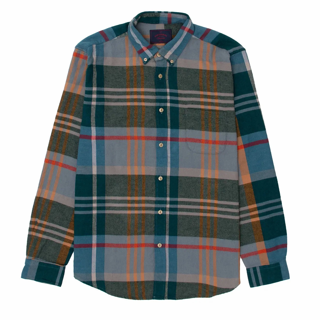 Save Big Today Portuguese Flannel Button Down Realm Shirt Light Blue Check