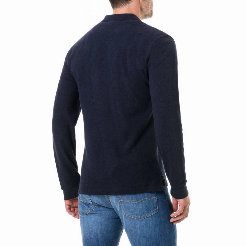Deal Frenzy Today Rodd & Gunn Gunn Long Sleeve Mens Polo Shirt - Navy