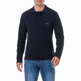 Rodd & Gunn Gunn Long Sleeve Mens Polo Shirt - Navy Special Savings Today Limited Stock Deals