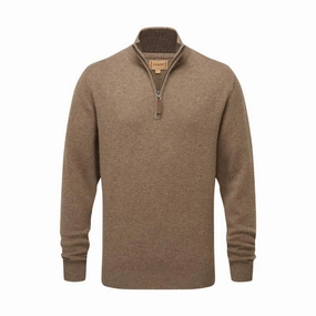 Save Big Today Shop Todays Picks Schoffel Lewis Lambswool 1/4 Zip Mens Jumper - Mushroom