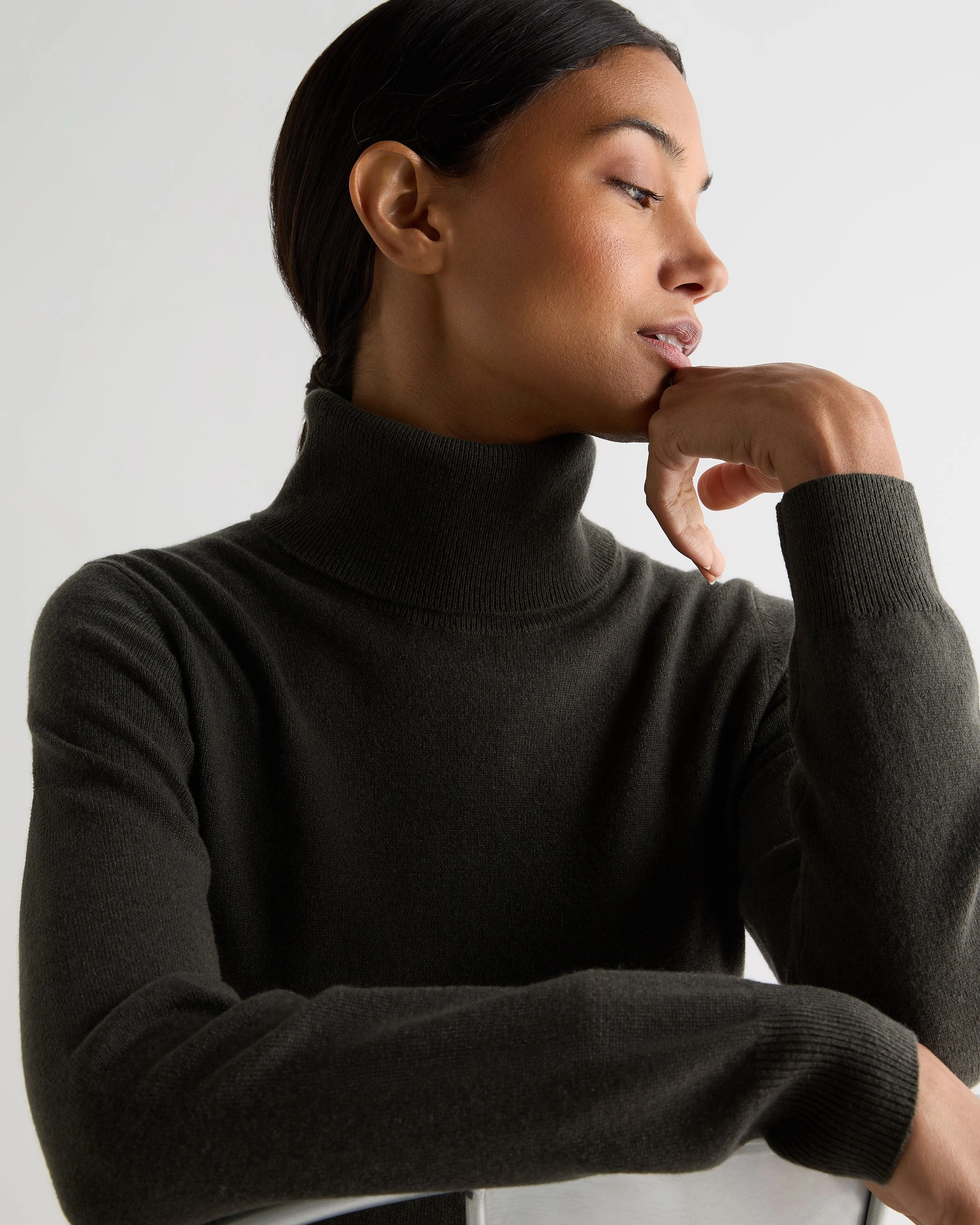 Special Offer Inside Women'S Luna Roll Neck Cashmere Jumper Arabica Khaki Green