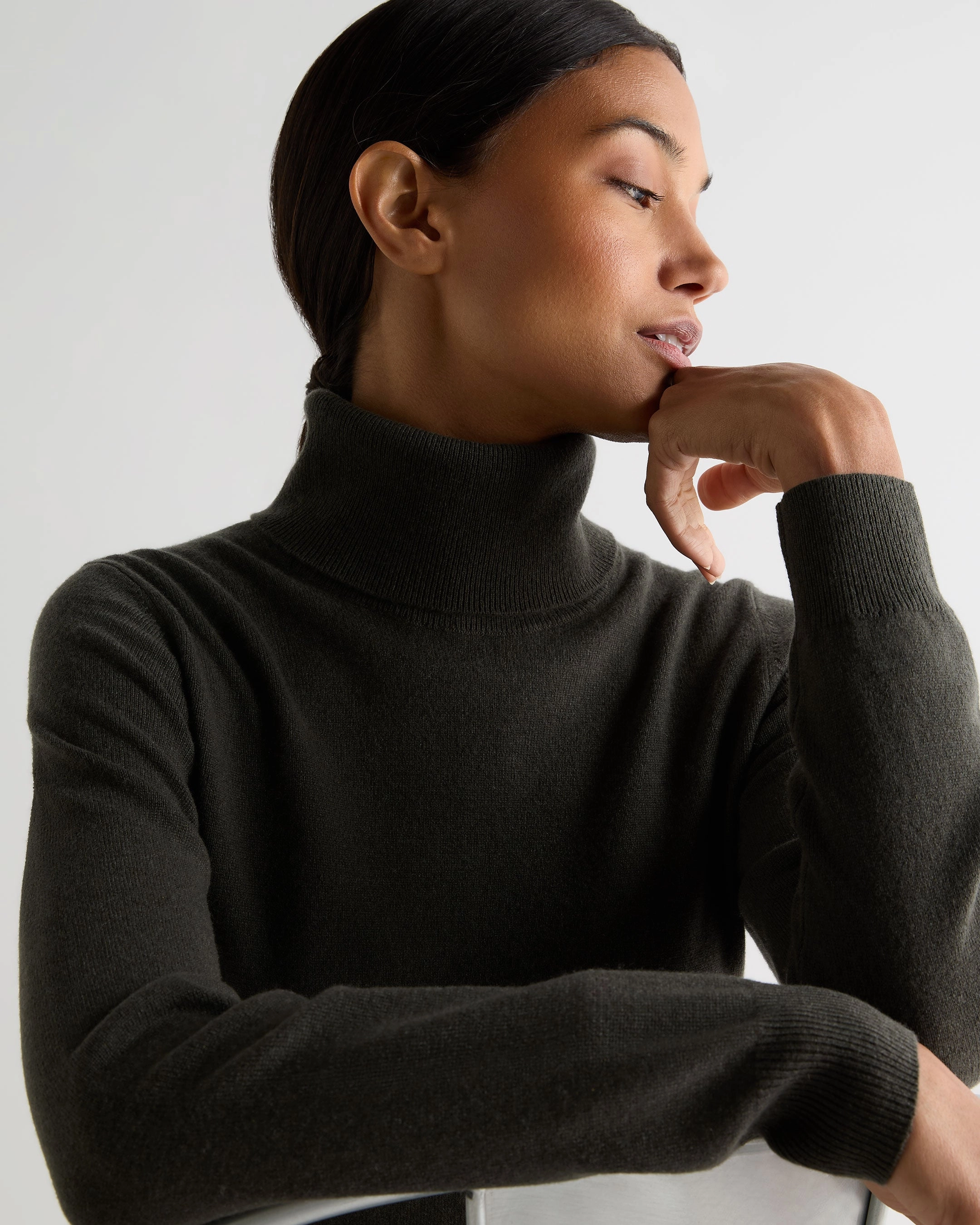 Women'S Luna Roll Neck Cashmere Jumper Arabica Khaki Green Today Only Discount Limited Edition Offer