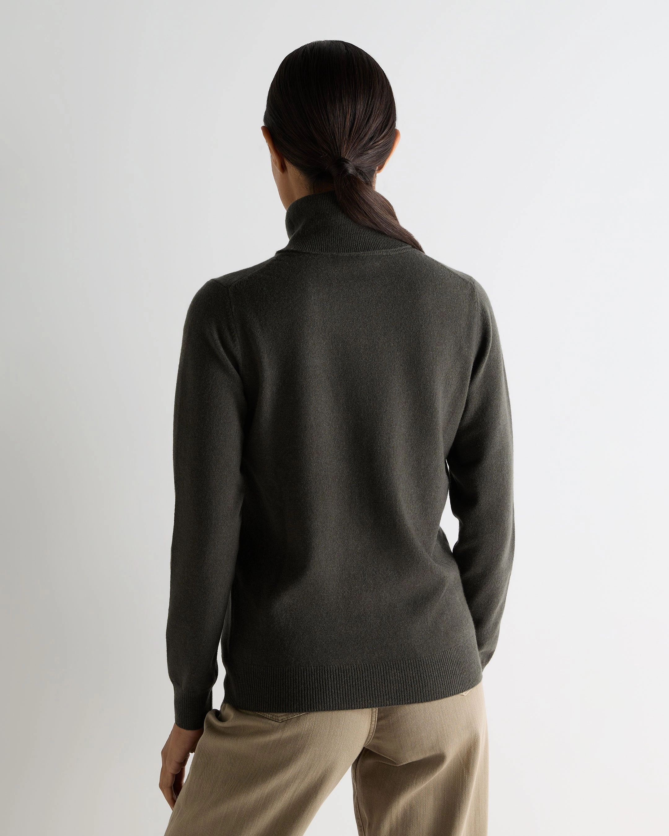 Women'S Luna Roll Neck Cashmere Jumper Arabica Khaki Green Best Price Today