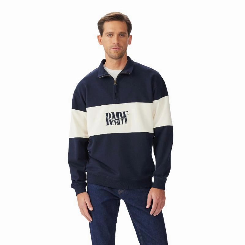 Steal Todays Offer Big Hot Sale R.M.Williams Heritage Mens 1/4 Zip Sweatshirt - Navy