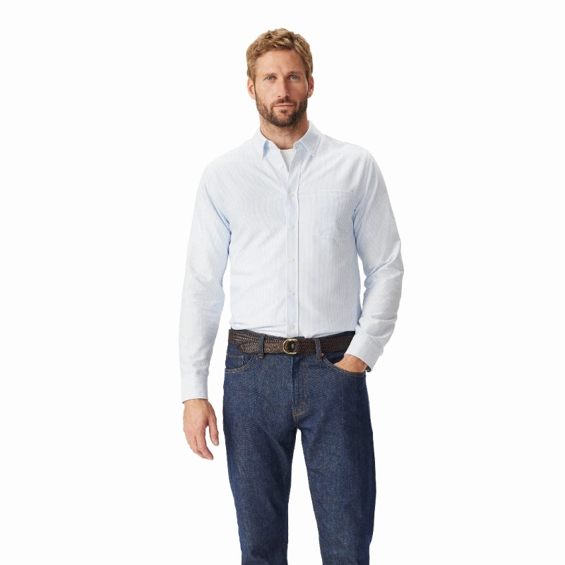 Mega Hot Offer Hot Offer Inside R.M.Williams Regular Button Down Collar Mens Shirt - Blue/White