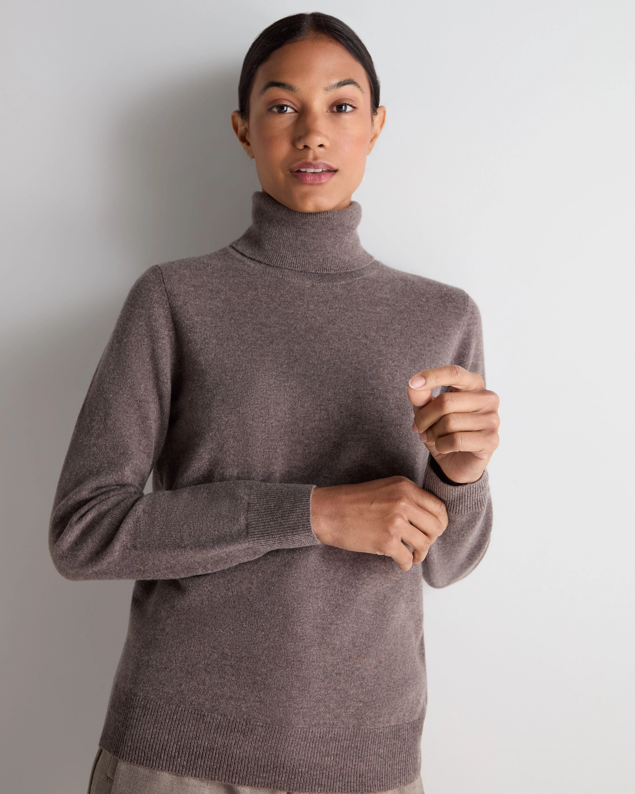 Women'S Luna Roll Neck Cashmere Jumper Otter Brown Instant Savings Deal