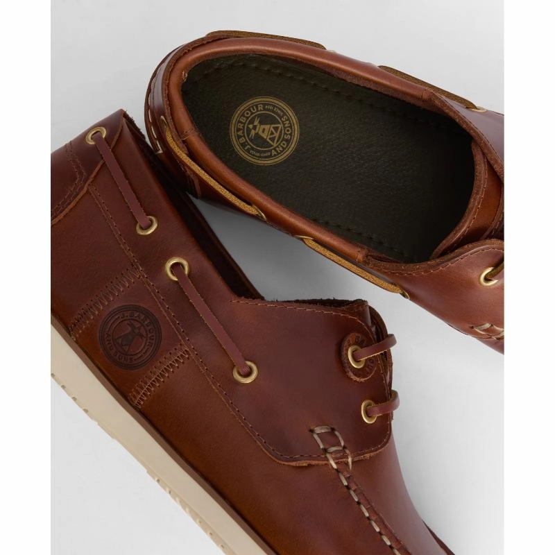 Flash Offer Today Barbour Wake Leather Mens Boat Shoe - Cognac