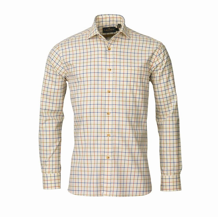 Hot Offer Event Laksen Woody Mens Tattersall Shirt - Denim/Orange/Khaki