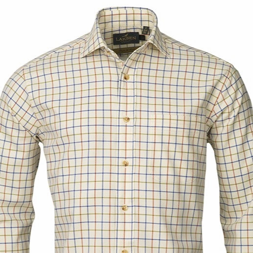 Gift Sale Event Laksen Woody Mens Tattersall Shirt - Denim/Orange/Khaki