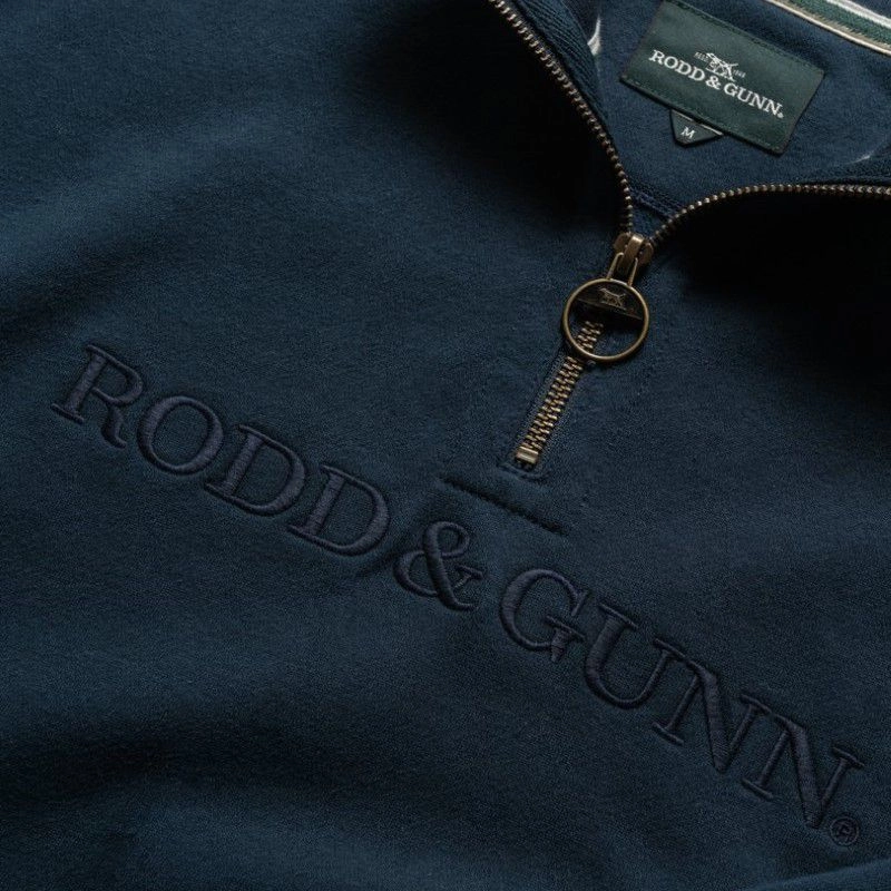 Rodd & Gunn Alford Forest Mens 1/4 Zip Jumper  - Midnight Sweet Deal Today