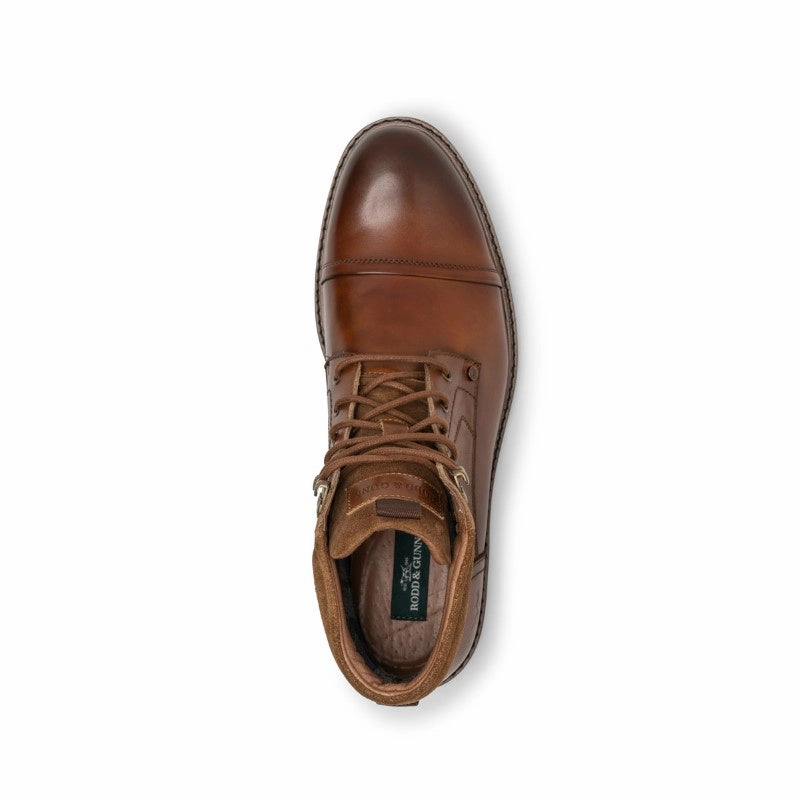 Daily Special Offer Rodd & Gunn Dunedin Leather Mens Military Boot - Tan Burnish