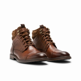 Shop Grab Savings Weekend Sale Special Rodd & Gunn Dunedin Leather Mens Military Boot - Tan Burnish