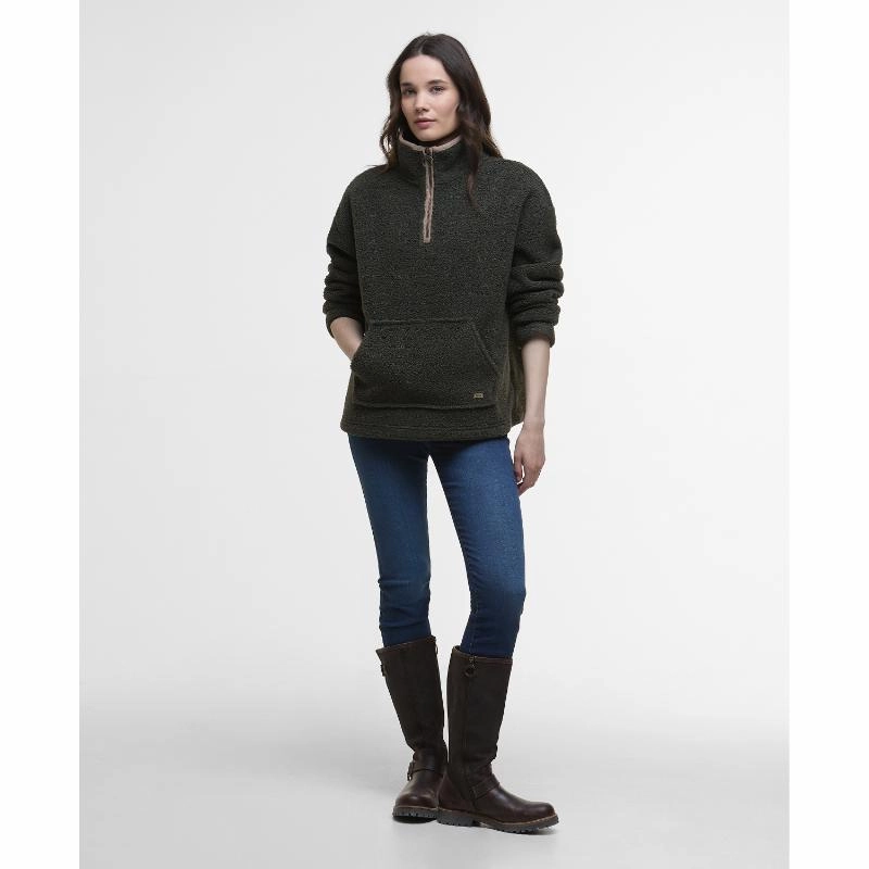 Barbour Bamburgh Ladies 1/4 Zip Fleece Jumper - Olive Flash Deal Alert Dont Miss Big Savings