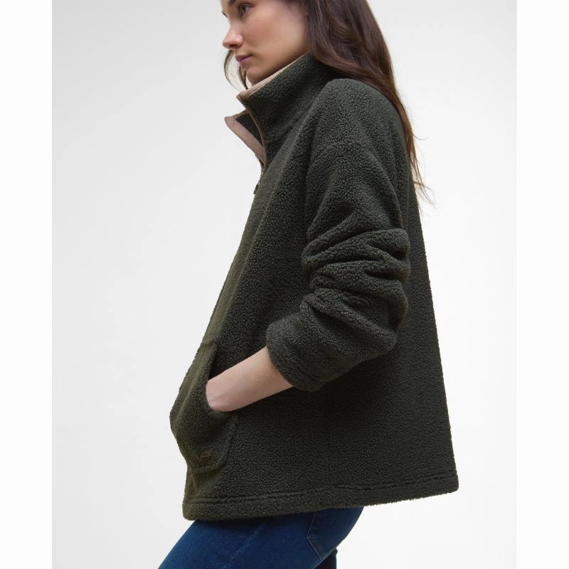 Barbour Bamburgh Ladies 1/4 Zip Fleece Jumper - Olive Dont Miss This Steal