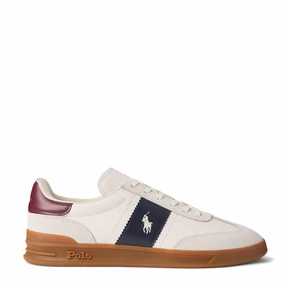 Exclusive Online Offer Gift Ideas Galore Polo Ralph Lauren Heritage Aera Leather-Suede Trainer Bianco/Navy/Wine