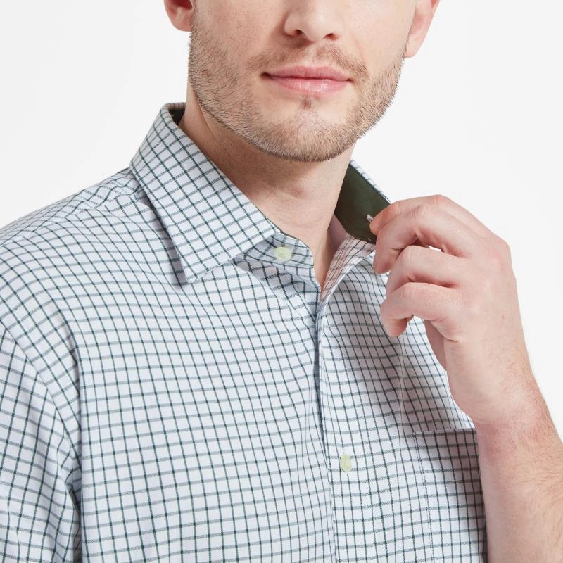 Schoffel Cambridge Mens Classic Fit Cotton Check Shirt - Dark Olive Big Savings Today Today Only Steal