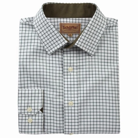 Big Savings Alert Today Only Savings Schoffel Cambridge Mens Classic Fit Cotton Check Shirt - Dark Olive