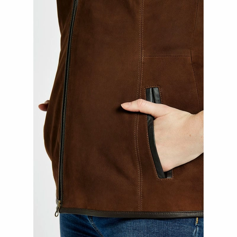 Grab Your Deal Today Dubarry Kingston Ladies Leather Gilet - Walnut