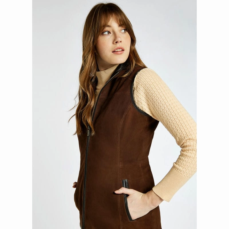 Dubarry Kingston Ladies Leather Gilet - Walnut Clearance Steal Today MustHave Gift Ideas