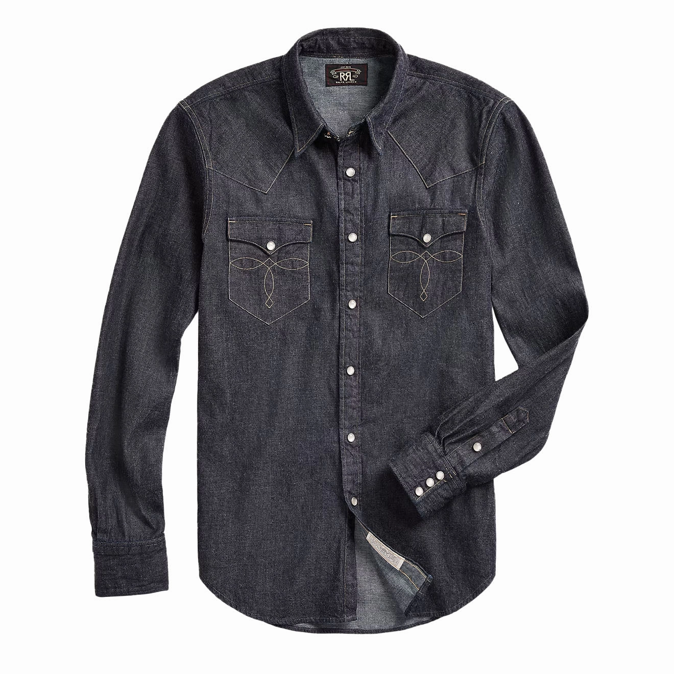 Rrl By Ralph Lauren Slim Fit Denim Western Shirt Rinse Hot Clearance Now Hot Offer Ending Soon