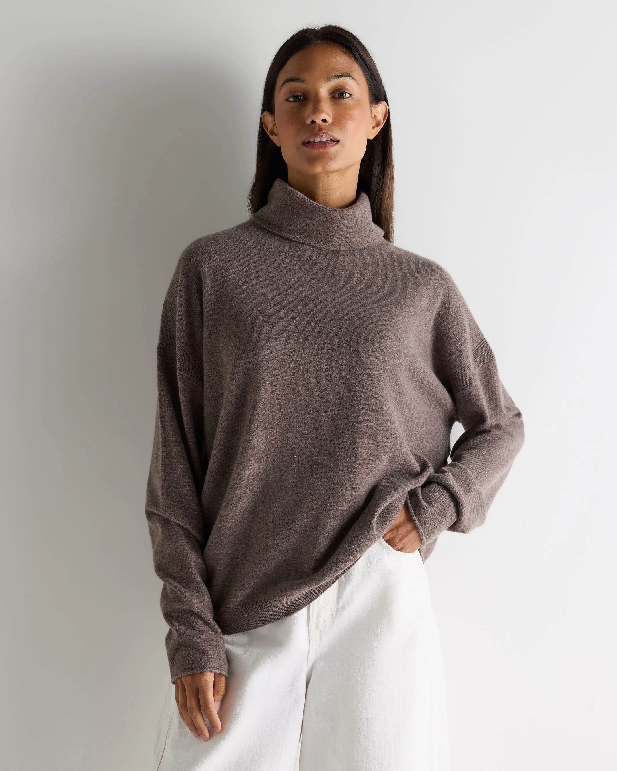 Women'S Victoria Turtle Neck Cashmere Jumper Otter Brown Hot Sale Today