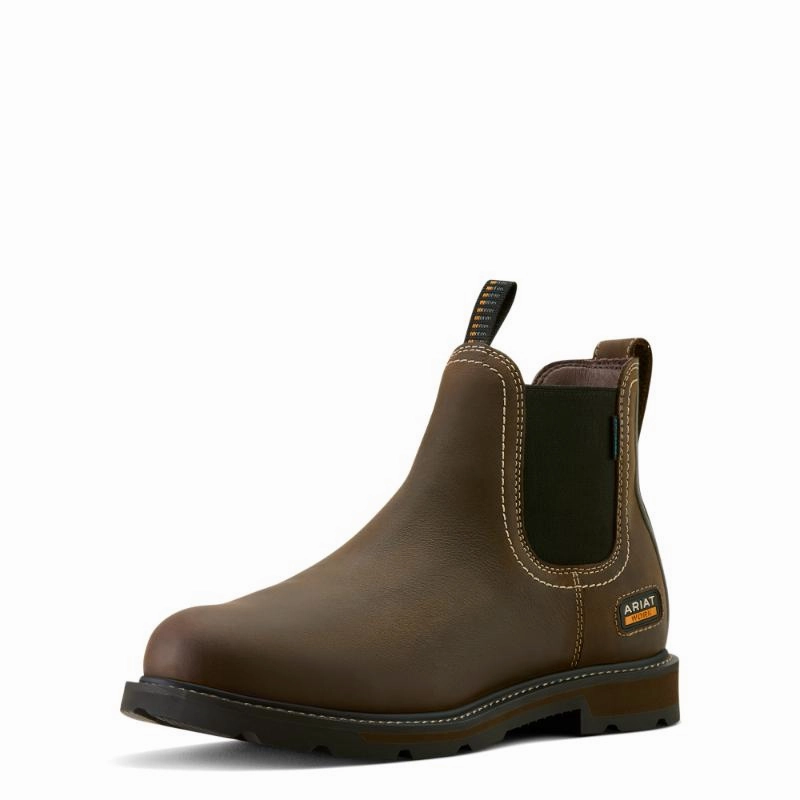 Ariat Groundbreaker Mens Waterproof Soft Toe Chelsea Boot - Dark Brown Flash Sale Alert Now