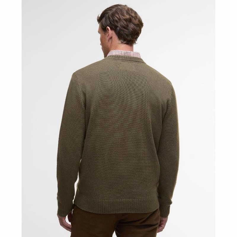 Big Savings Alert Trending Now Discount Barbour Kelson Mens V-Neck Jumper - Olive