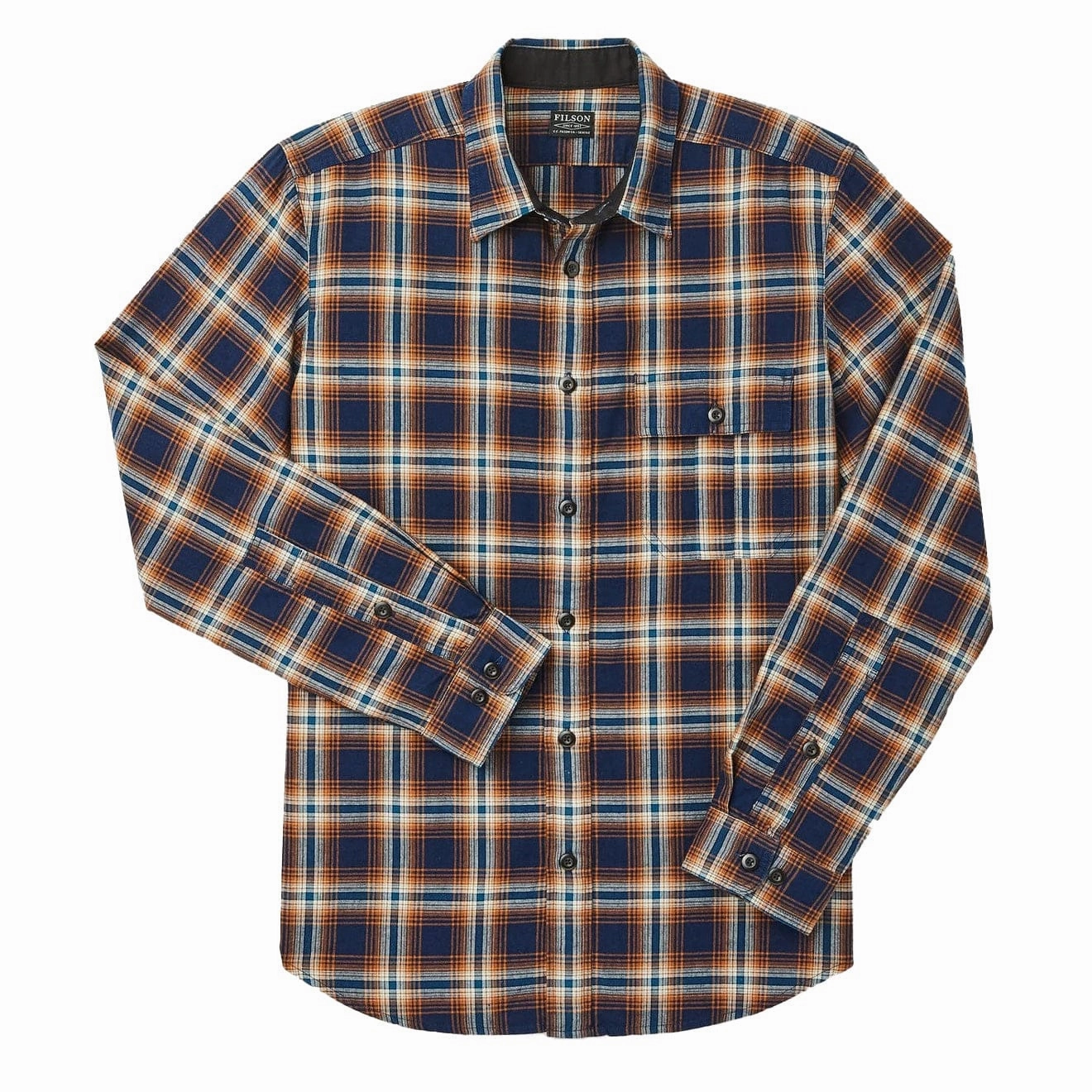 Filson Rustic Oxford Shirt Indigo Rust Clearance Sale Now Big Price Drop