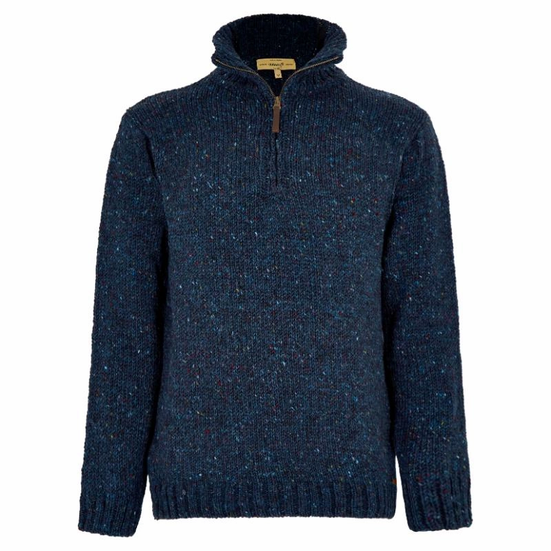 Perfect Gift Sale Dubarry Callaghan 1/4 Zip Mens Irish Donegal Wool Knit Jumper - Navy