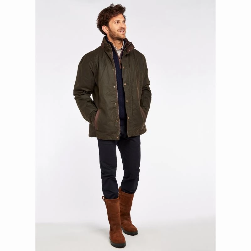 Clearance Sale Dubarry Carrickfergus Mens Primaloft Wax Jacket - Olive