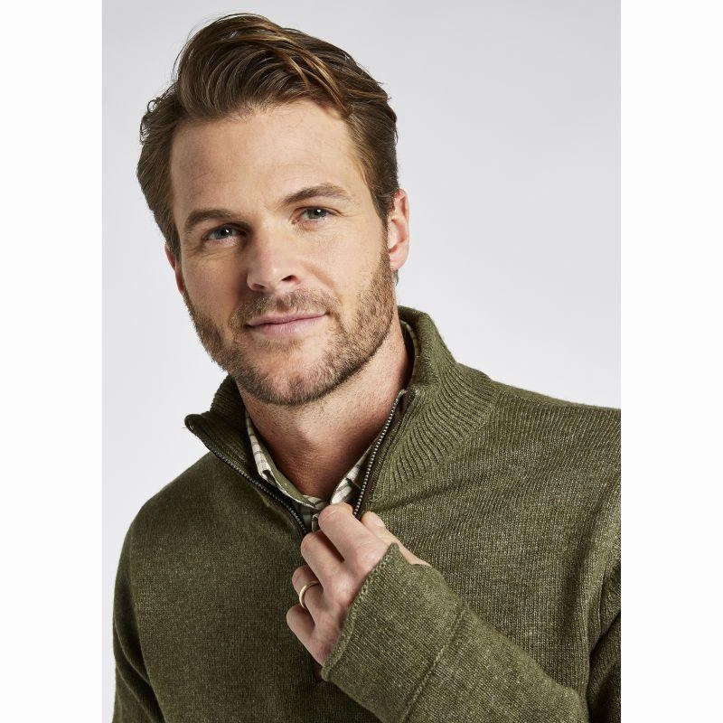 Dubarry Feeney Windproof Mens Zip Neck Jumper - Dusky Green Clearance Blowout Clearance Savings Now