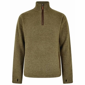Grab It Now Grab Save Today Dubarry Feeney Windproof Mens Zip Neck Jumper - Dusky Green