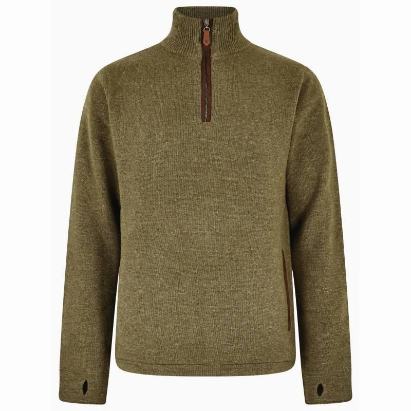 Grab It Now Grab Save Today Dubarry Feeney Windproof Mens Zip Neck Jumper - Dusky Green