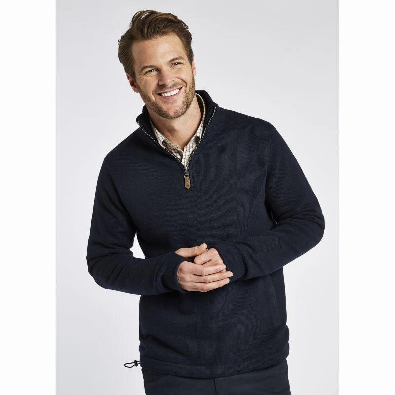 Price Drop Frenzy EndofWeek Deals Dubarry Feeney Windproof Mens Zip Neck Jumper - Navy
