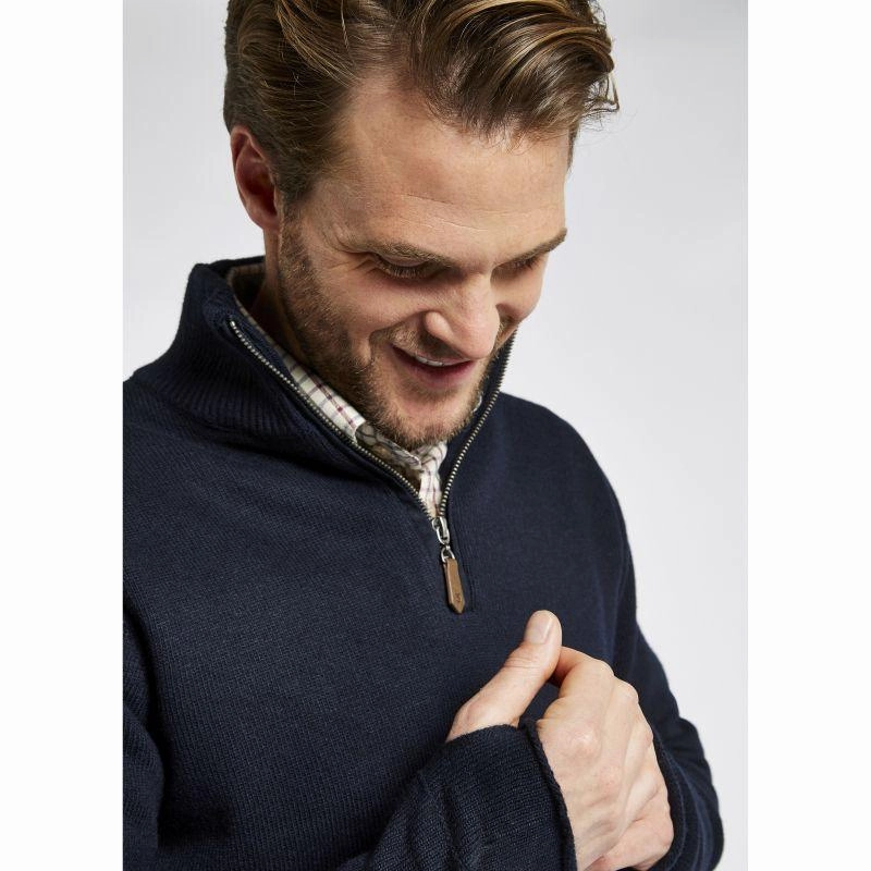Dubarry Feeney Windproof Mens Zip Neck Jumper - Navy MustHave Clearance Hot Pick of the Day