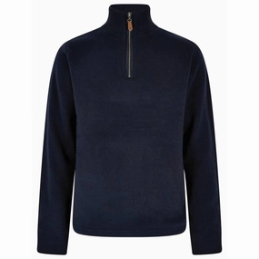 Dubarry Feeney Windproof Mens Zip Neck Jumper - Navy Best Seller Deal Flash Sale Now