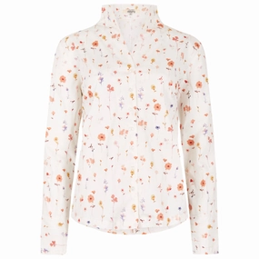 Dubarry Fuchsia Printed Ladies Portrait Collar Shirt - White Mega Discount Today Hot Sale Frenzy