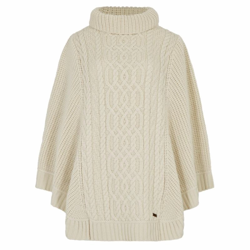 Dont Miss This Offer Dubarry Kilronan Ladies Merino Knit Poncho - Cream